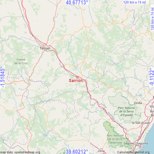 Sarrión on map