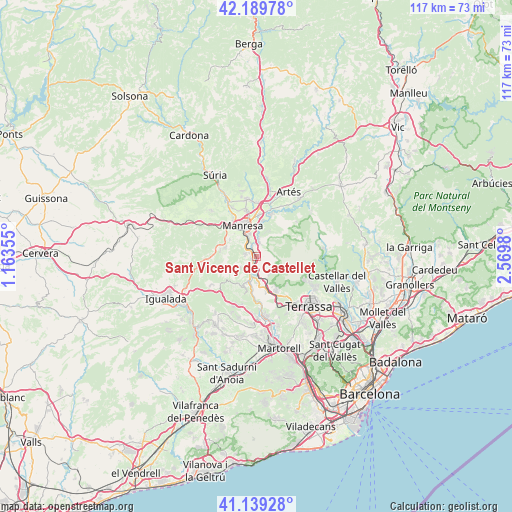 Sant Vicenç de Castellet on map