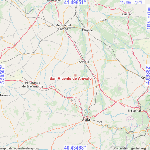 San Vicente de Arévalo on map