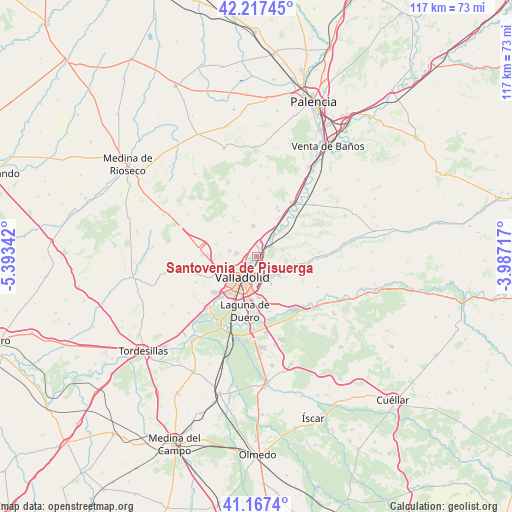 Santovenia de Pisuerga on map