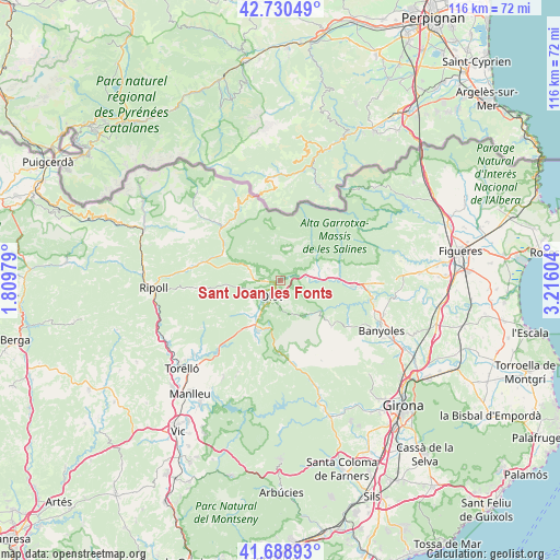 Sant Joan les Fonts on map