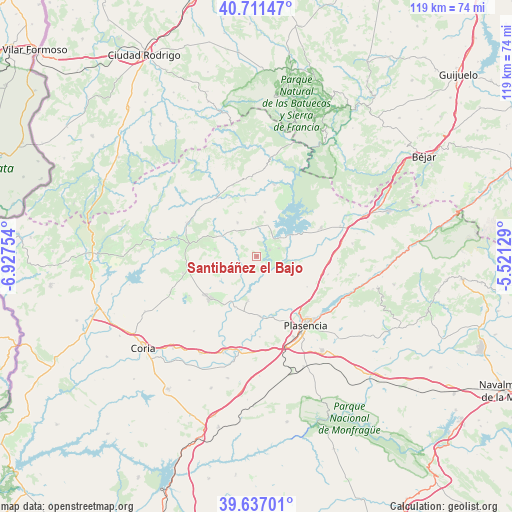Santibáñez el Bajo on map