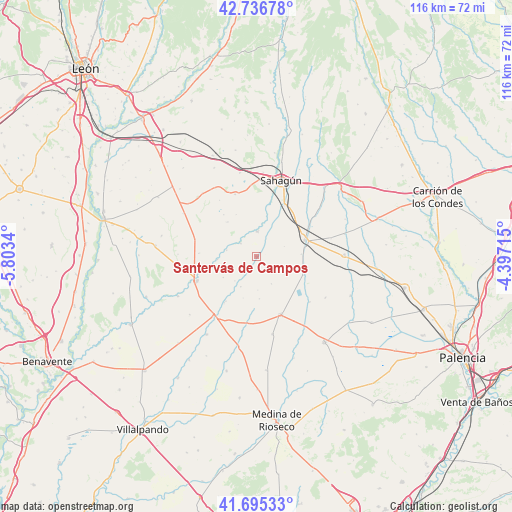 Santervás de Campos on map