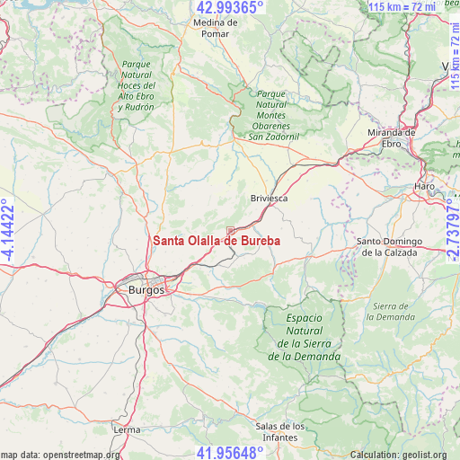Santa Olalla de Bureba on map