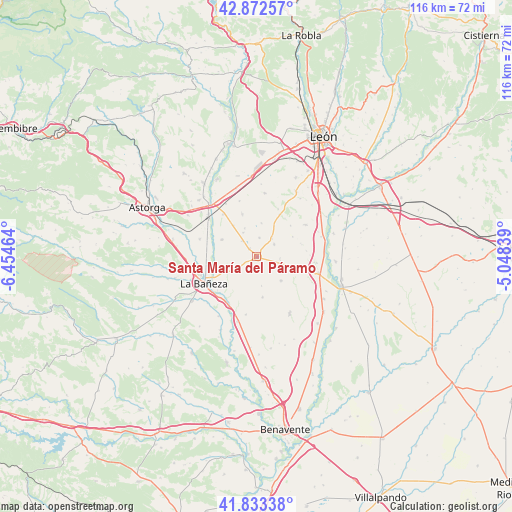 Santa María del Páramo on map