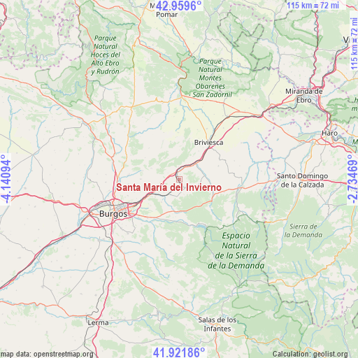 Santa María del Invierno on map