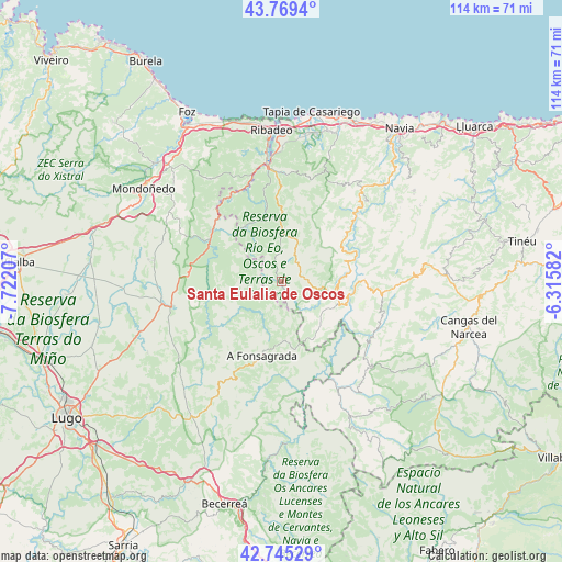Santa Eulalia de Oscos on map