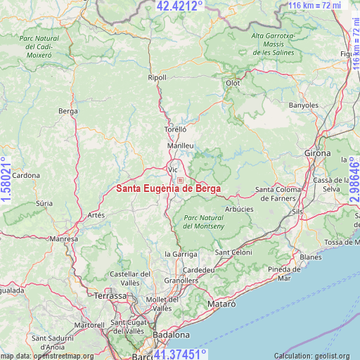 Santa Eugènia de Berga on map