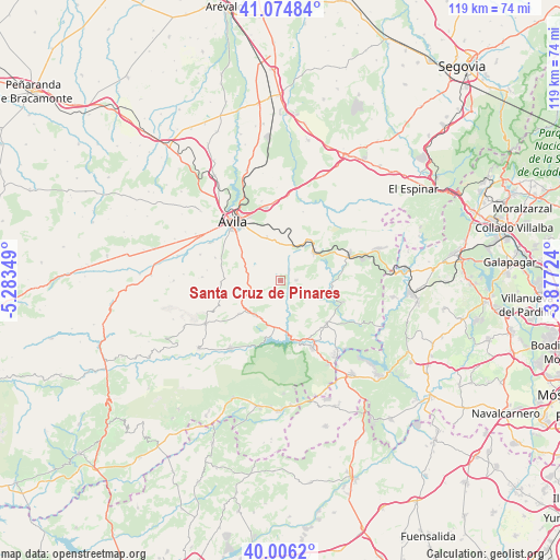 Santa Cruz de Pinares on map
