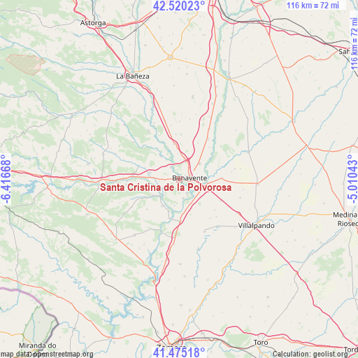 Santa Cristina de la Polvorosa on map