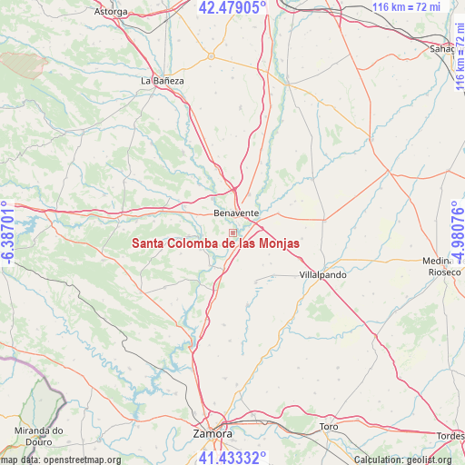 Santa Colomba de las Monjas on map