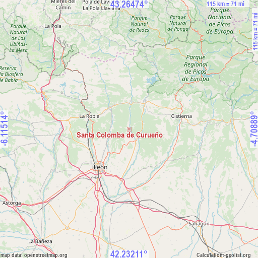 Santa Colomba de Curueño on map