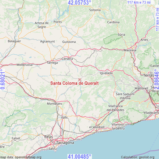 Santa Coloma de Queralt on map