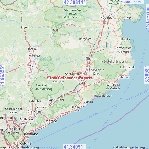 Santa Coloma de Farners on map