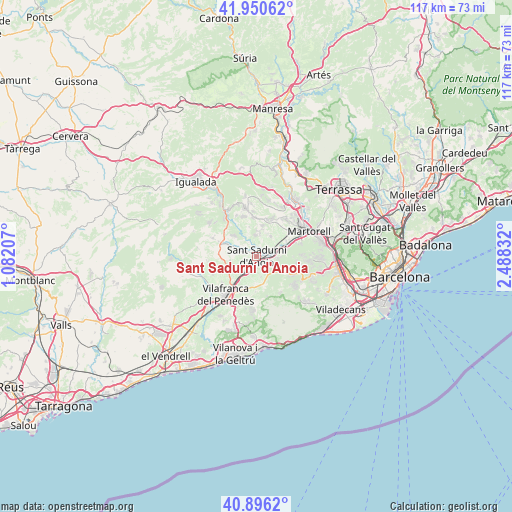 Sant Sadurní d'Anoia on map