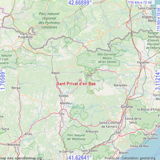 Sant Privat d'en Bas on map