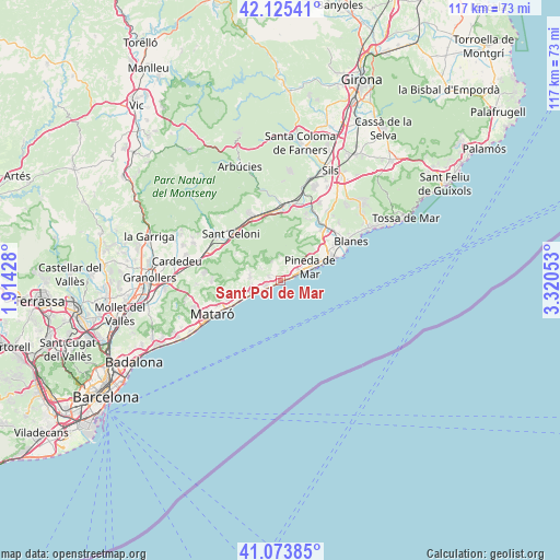 Sant Pol de Mar on map