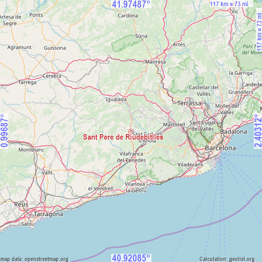 Sant Pere de Riudebitlles on map