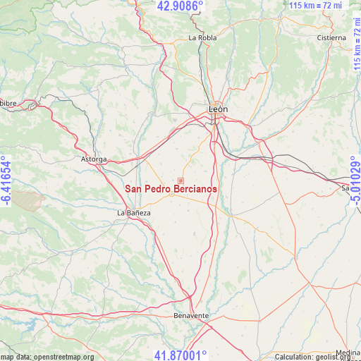 San Pedro Bercianos on map