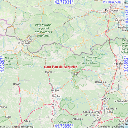 Sant Pau de Segúries on map