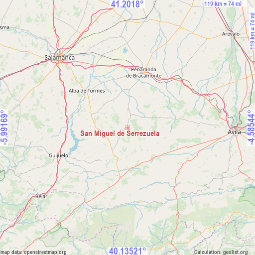San Miguel de Serrezuela on map