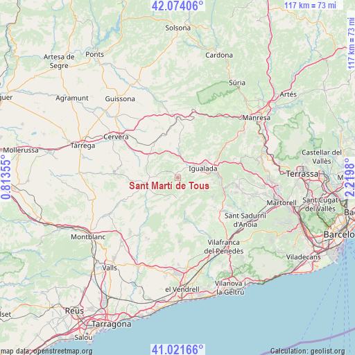 Sant Martí de Tous on map