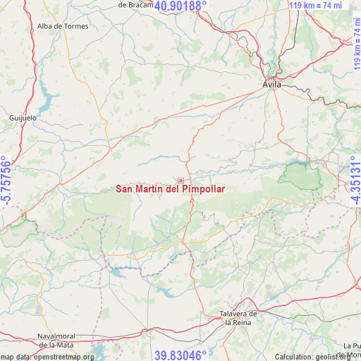 San Martín del Pimpollar on map