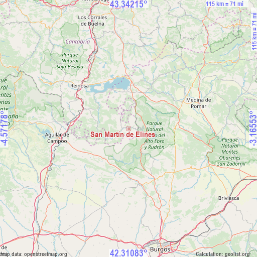 San Martín de Elines on map