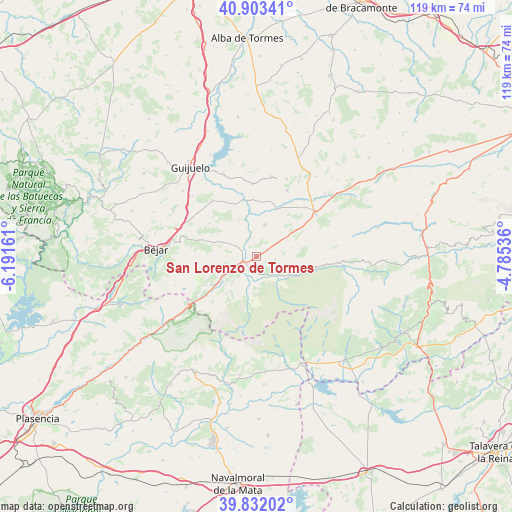 San Lorenzo de Tormes on map