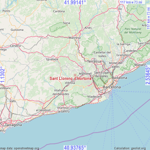 Sant Llorenç d'Hortons on map