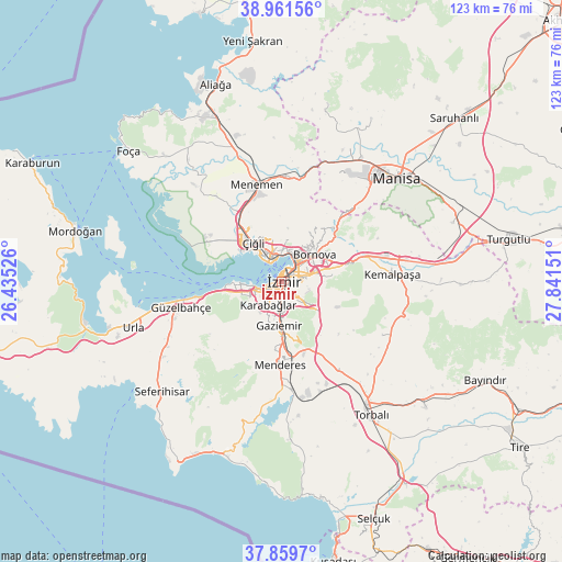 İzmir on map