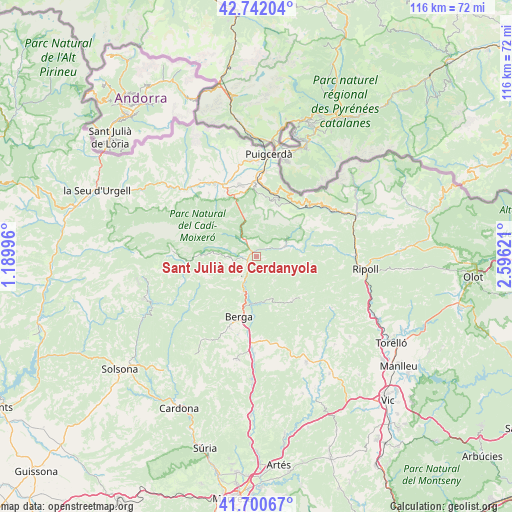 Sant Julià de Cerdanyola on map