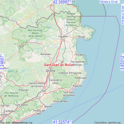 Sant Joan de Mollet on map