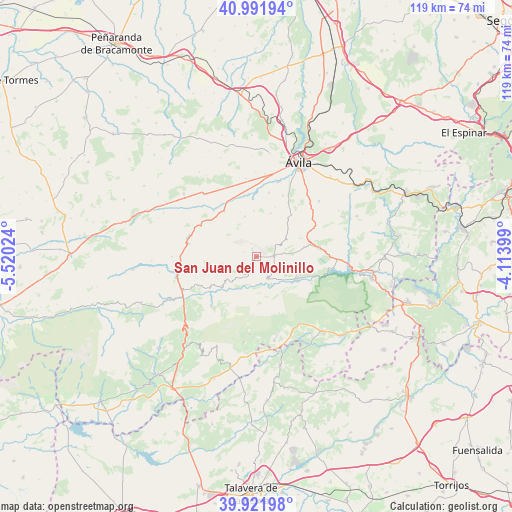 San Juan del Molinillo on map