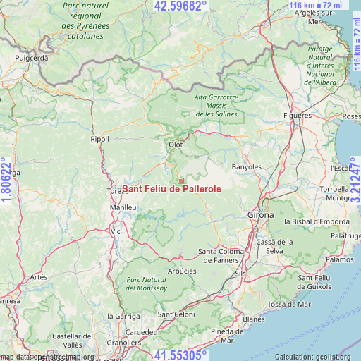Sant Feliu de Pallerols on map