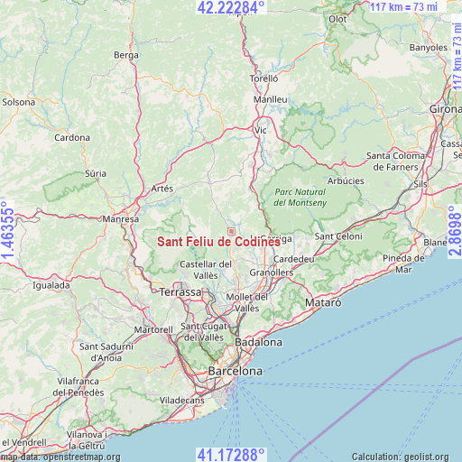 Sant Feliu de Codines on map