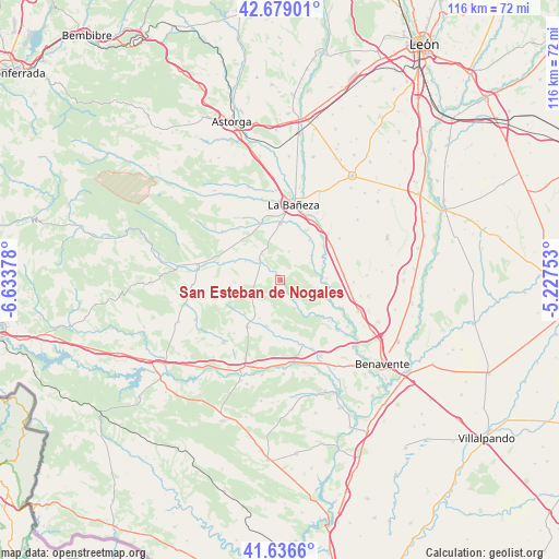 San Esteban de Nogales on map