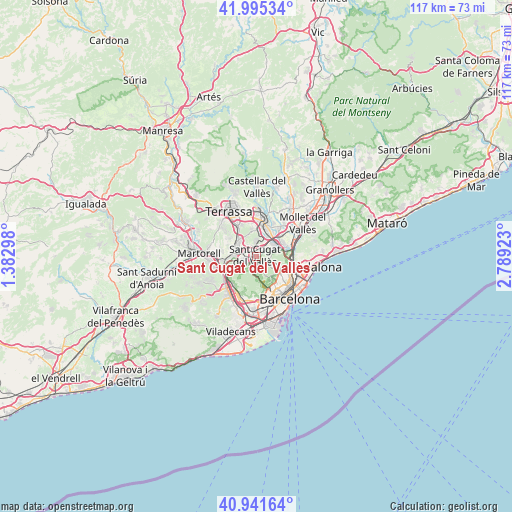 Sant Cugat del Vallès on map