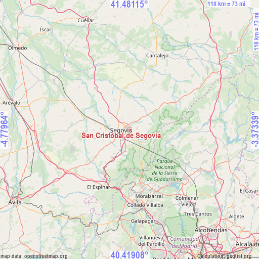 San Cristóbal de Segovia on map