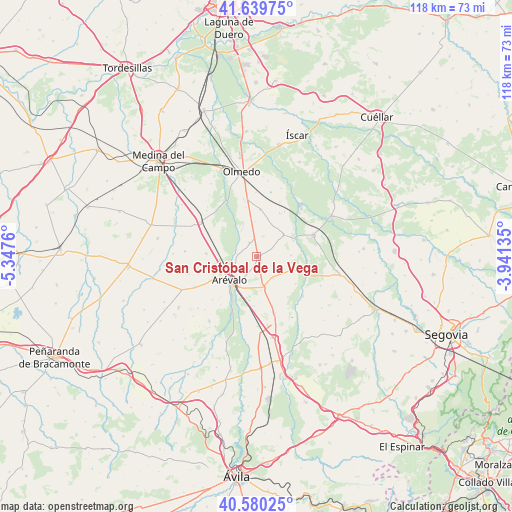 San Cristóbal de la Vega on map
