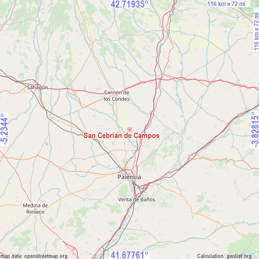 San Cebrián de Campos on map
