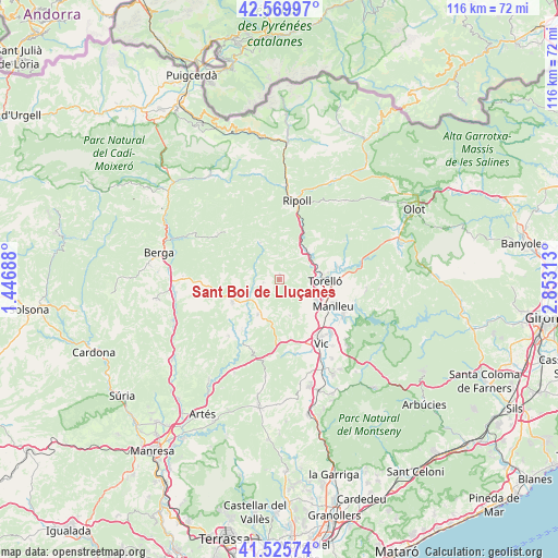 Sant Boi de Lluçanès on map