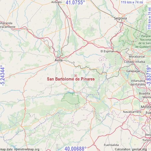 San Bartolomé de Pinares on map