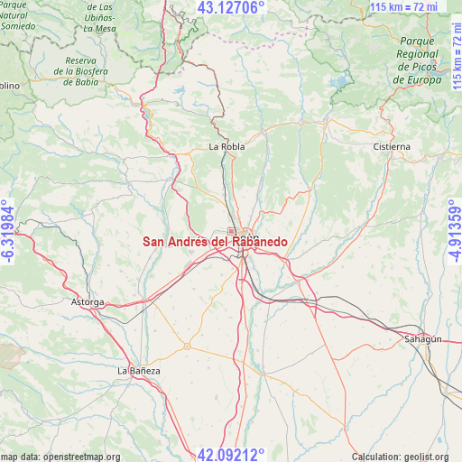 San Andrés del Rabanedo on map