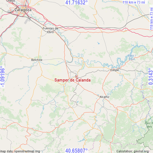 Samper de Calanda on map