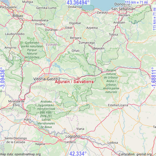 Agurain / Salvatierra on map