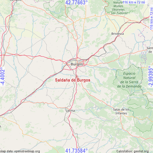 Saldaña de Burgos on map