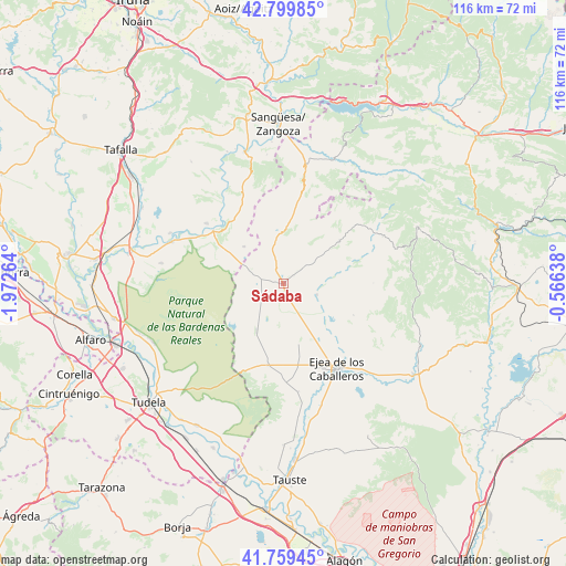 Sádaba on map