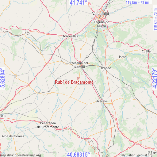 Rubí de Bracamonte on map