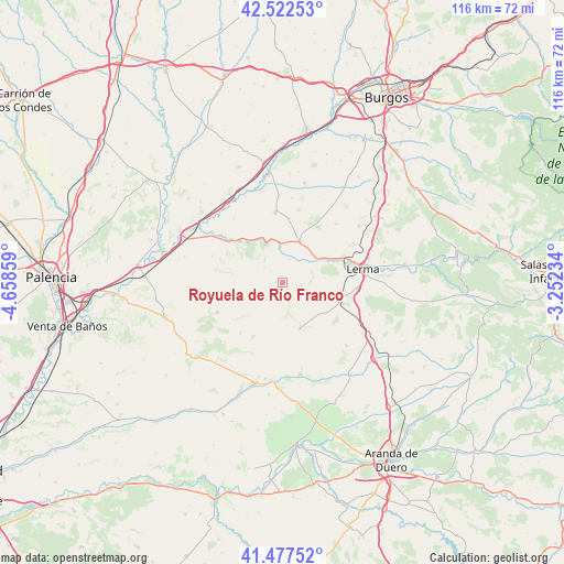 Royuela de Río Franco on map